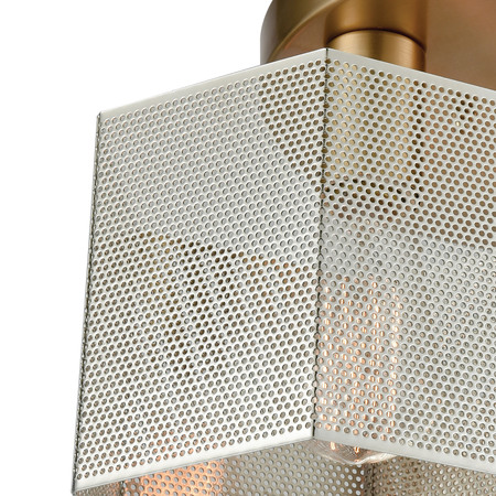 Elk Lighting Compartir 3-Lght Semi Flush in Satin Brss with Perforated Metal Shade 21111/3